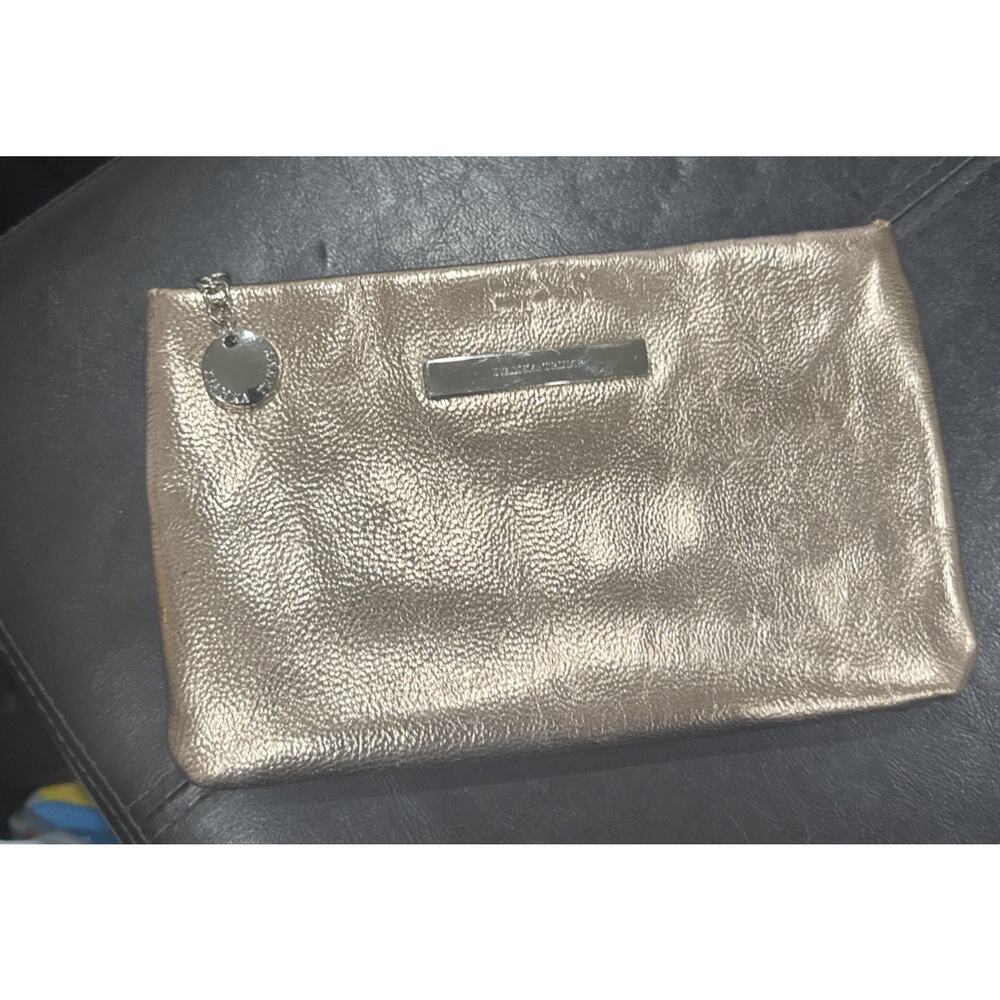 Ivanka Trump Gold Metallic Zip Wallet Card Case Clutch